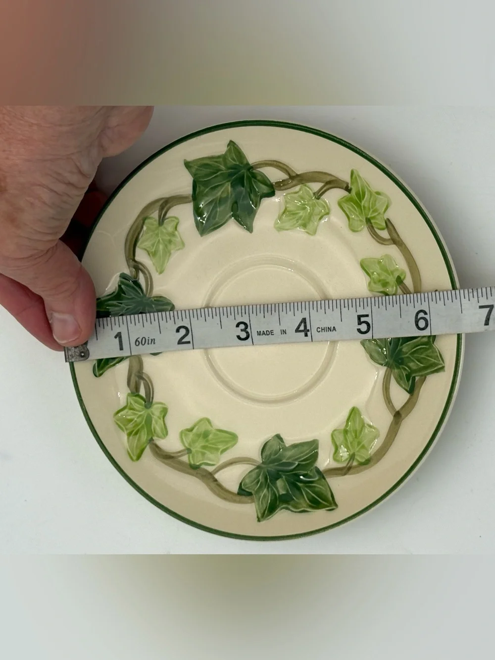 Franciscan Green Ivy Ceramic Saucer with Cream Base